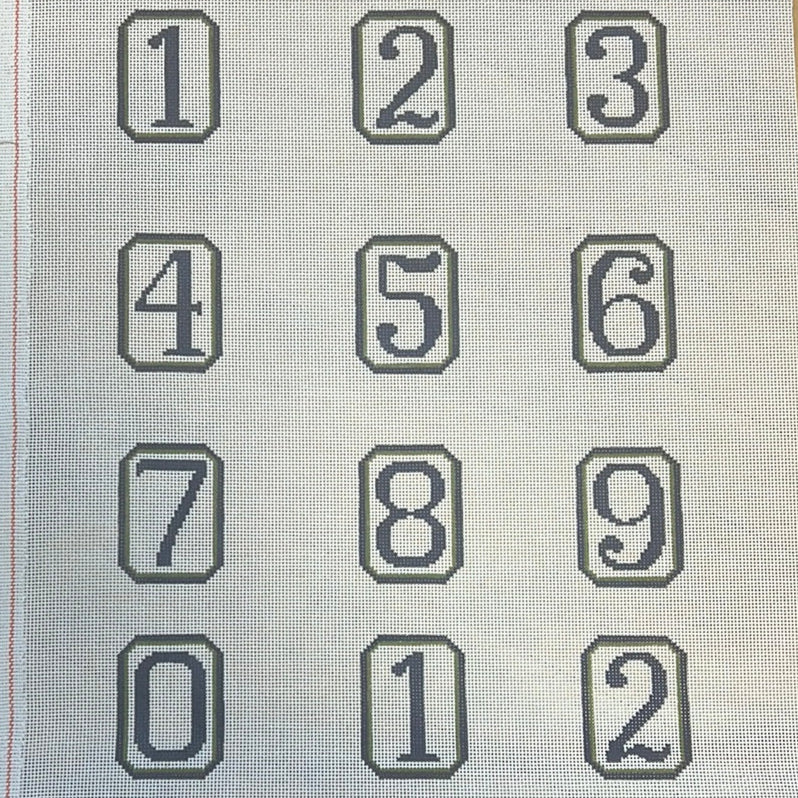 The Gingham Stitchery Kirkland Design Studios Blue Green Perpetual Calendar Numbers Needlepoint Canvas