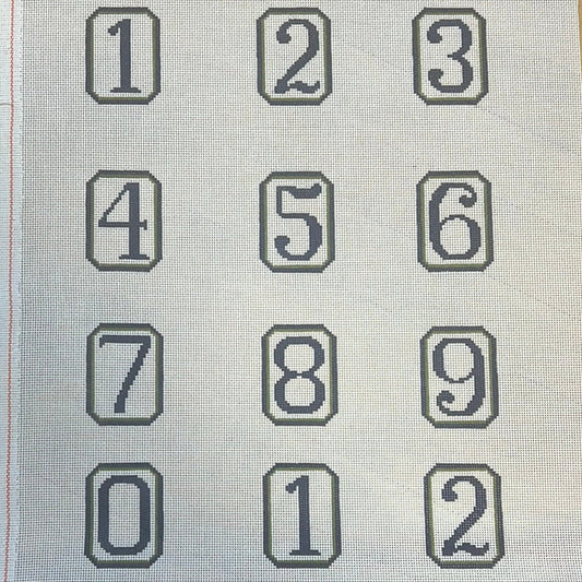 The Gingham Stitchery Kirkland Design Studios Blue Green Perpetual Calendar Numbers Needlepoint Canvas