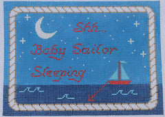 Kate Dickerson Needlepoint Collections Shh Baby Sailor Sleeping Sailboat Needlepoint Canvas