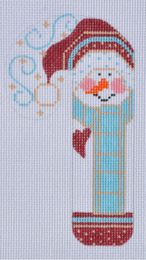 Danji Designs Candy Cane Maroon Heart Snowman Needlepoint Canvas
