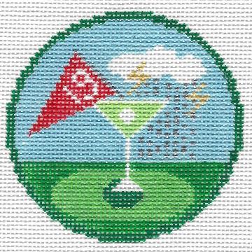 Doolittle Stitchery 19th Hole Demerit Badge Needlepoint Canvas