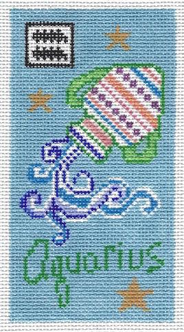 Doolittle Stitchery Aquarius Zodiac Eyeglass Case Needlepoint Canvas