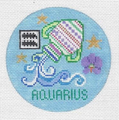 Doolittle Stitchery Aquarius Zodiac Ornament Needlepoint Canvas