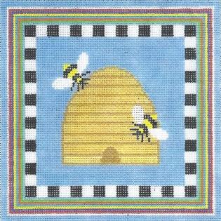 Doolittle Stitchery Busy Bees Pillow Needlepoint Canvas - 13M