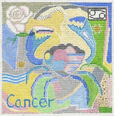 Doolittle Stitchery Cancer Zodiac Square Needlepoint Canvas