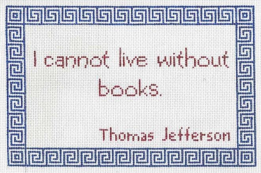 Doolittle Stitchery Cannot Live Without Books Pillow Needlepoint Canvas