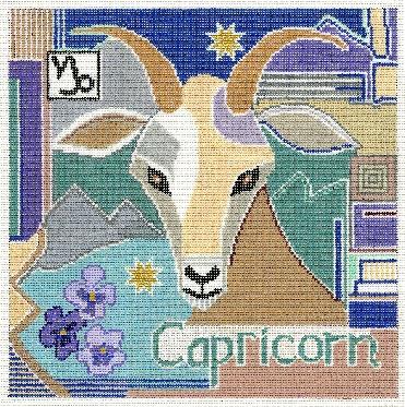 Doolittle Stitchery Capricorn Zodiac Square Needlepoint Canvas