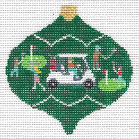 Doolittle Stitchery Christmas Ball with Golfers Needlepoint Canvas