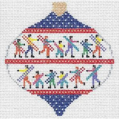 Doolittle Stitchery Christmas Ball with Skiers Needlepoint Canvas