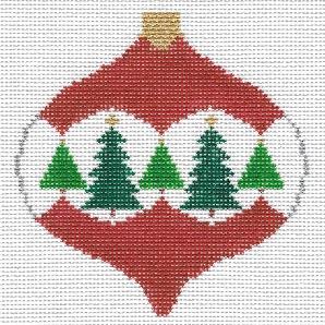 Doolittle Stitchery Christmas Ball with Trees Ornament Needlepoint Canvas
