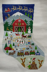 Doolittle Stitchery Christmas Barn Stocking Needlepoint Canvas