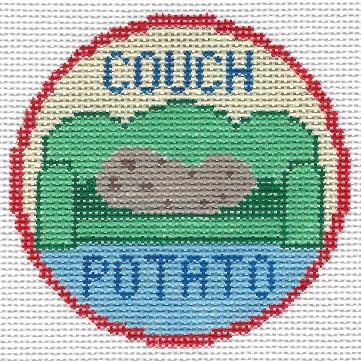 Doolittle Stitchery Couch Potato Merit Badge Needlepoint Canvas