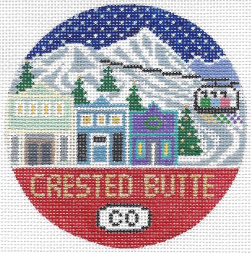 Doolittle Stitchery Crested Butte Round Needlepoint Canvas