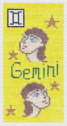 Doolittle Stitchery Gemini Zodiac Eyeglass Case Needlepoint Canvas