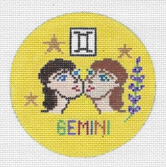 Doolittle Stitchery Gemini Zodiac Ornament Needlepoint Canvas