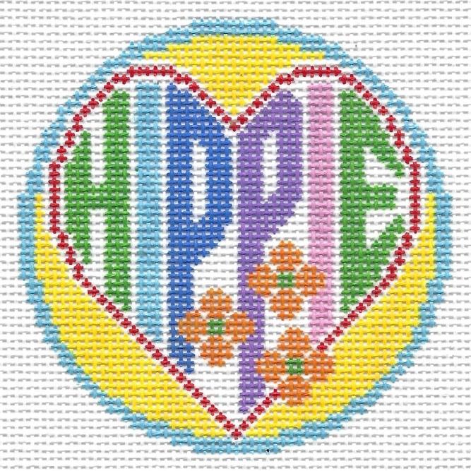 Doolittle Stitchery Hippie Merit Badge Needlepoint Canvas