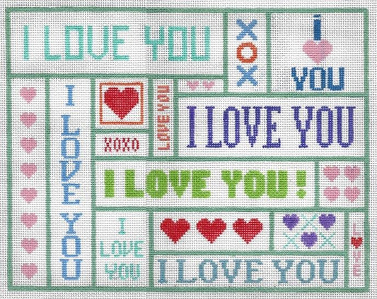 Doolittle Stitchery I Love You Pillow Needlepoint Canvas