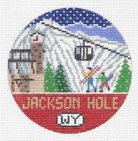 Doolittle Stitchery Jackson Hole Round Needlepoint Canvas