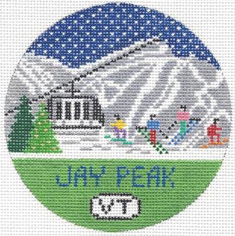 Doolittle Stitchery Jay Peak Round Needlepoint Canvas