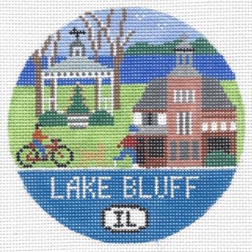 Doolittle Stitchery Lake Bluff Round Needlepoint Canvas