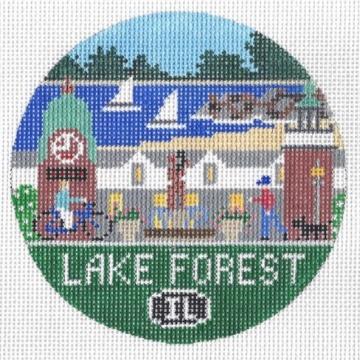 Doolittle Stitchery Lake Forest Round Needlepoint Canvas