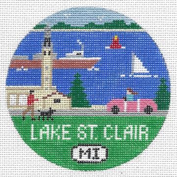 Doolittle Stitchery Lake St Clair Round Needlepoint Canvas