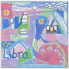 Doolittle Stitchery Libra Zodiac Square Needlepoint Canvas