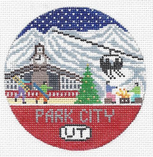 Doolittle Stitchery Park City Round Needlepoint Canvas