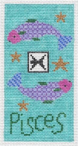 Doolittle Stitchery Pisces Zodiac Eyeglass Case Needlepoint Canvas