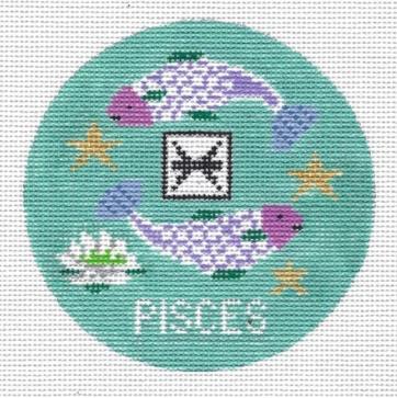 Doolittle Stitchery Pisces Zodiac Ornament Needlepoint Canvas