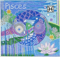 Doolittle Stitchery Pisces Zodiac Square Needlepoint Canvas