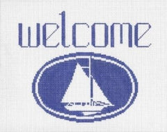 Doolittle Stitchery Rowayton Welcome Sign Needlepoint Canvas