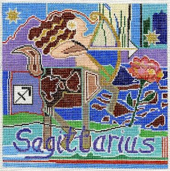 Doolittle Stitchery Sagittarius Zodiac Square Needlepoint Canvas