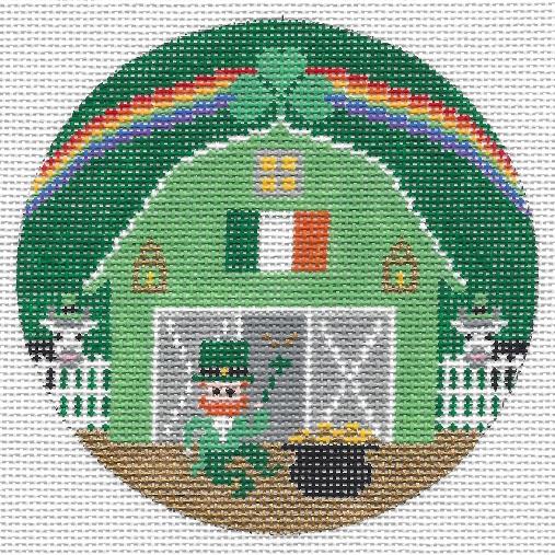Doolittle Stitchery St Patrick's Barn Round Needlepoint Canvas