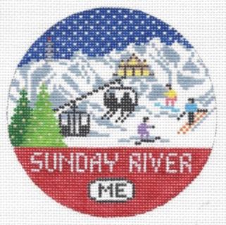 Doolittle Stitchery Sunday River Round Needlepoint Canvas