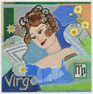 Doolittle Stitchery Virgo Zodiac Square Needlepoint Canvas