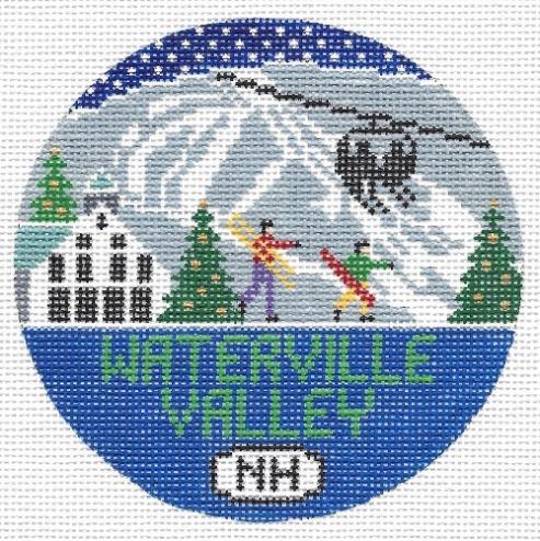 Doolittle Stitchery Waterville Valley Round Needlepoint Canvas