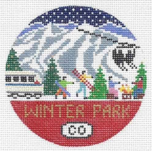 Doolittle Stitchery Winter Park Round Needlepoint Canvas