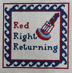 The Gingham Stitchery Amelia Bond Designs Red, Right, Returning Pillow Needlepoint Canvas