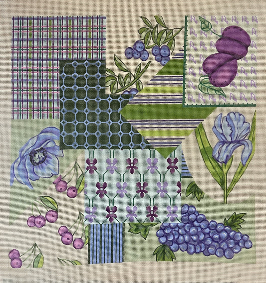 Plum Patchwork Needlepoint Canvas