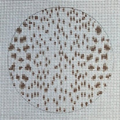 The Gingham Stitchery Kate Woodward French Dots Round Tan Needlepoint Canvas