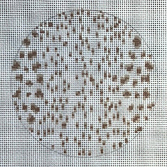 The Gingham Stitchery Kate Woodward French Dots Round Tan Needlepoint Canvas