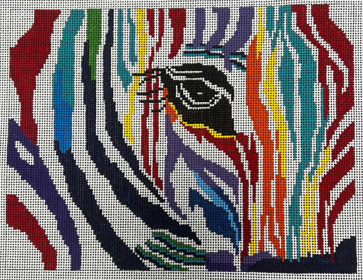The Gingham Stitchery Amelia Bond Designs Rainbow Zebra Clutch Needlepoint Canvas