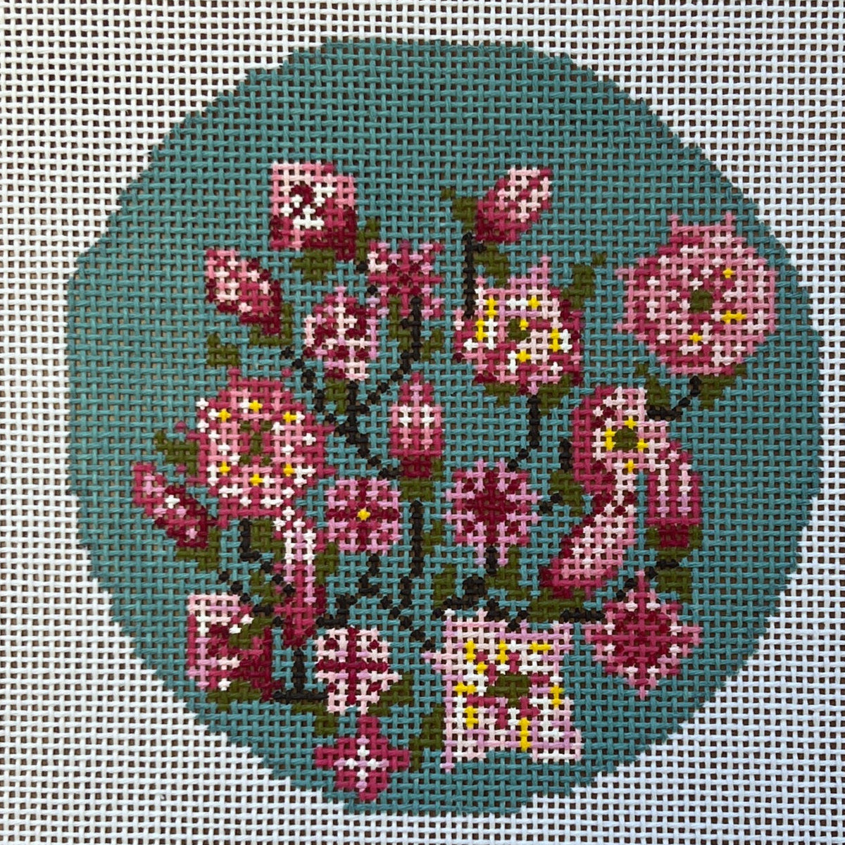 The Gingham Stitchery Amelia Bond Designs Mountain Laurel Ornament Needlepoint Canvas