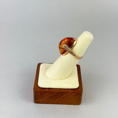 Vintage Russian 14k Rose Gold and Baltic Amber Cabochon Ring