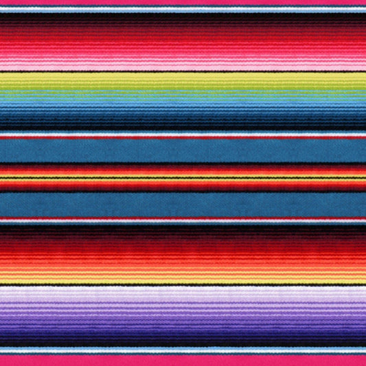 Finishing: Elizabeth's Studio Blue Fiesta Serape Stripe Cotton Fabric