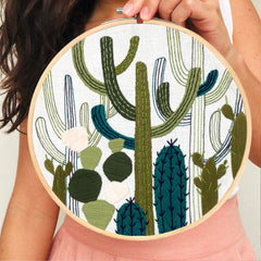 Embroidery And Sage Cactus Garden Embroidery Kit