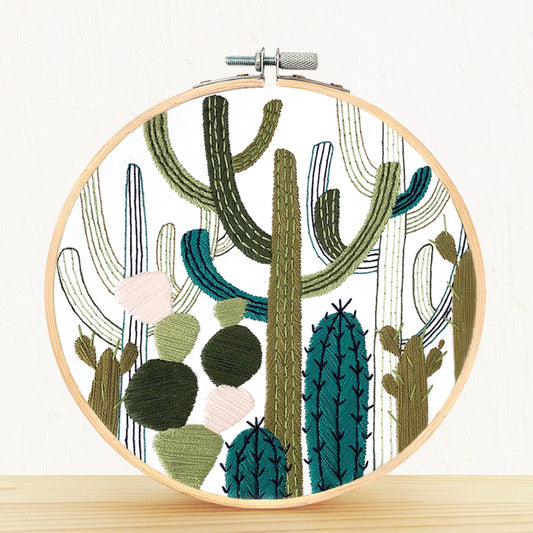 Embroidery And Sage Cactus Garden Embroidery Kit