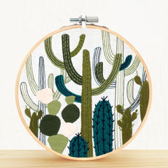 Embroidery And Sage Cactus Garden Embroidery Kit