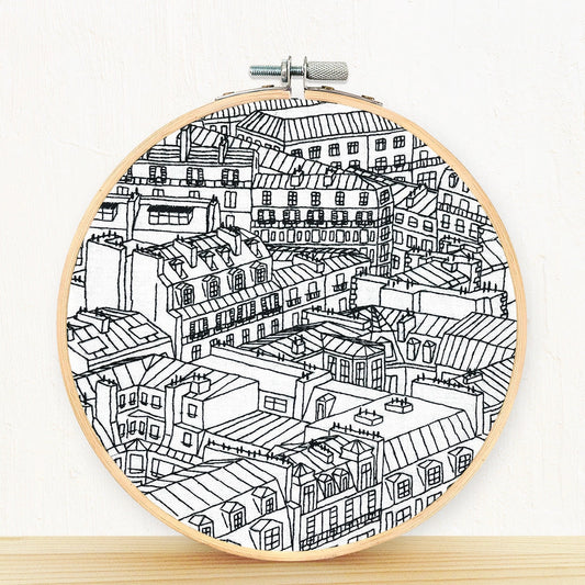 Embroidery And Sage Rooftops Of Paris Embroidery Kit